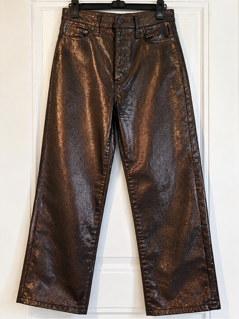 Banana Republic Metallic High-Rise Straight Pants - Bronze Sheen